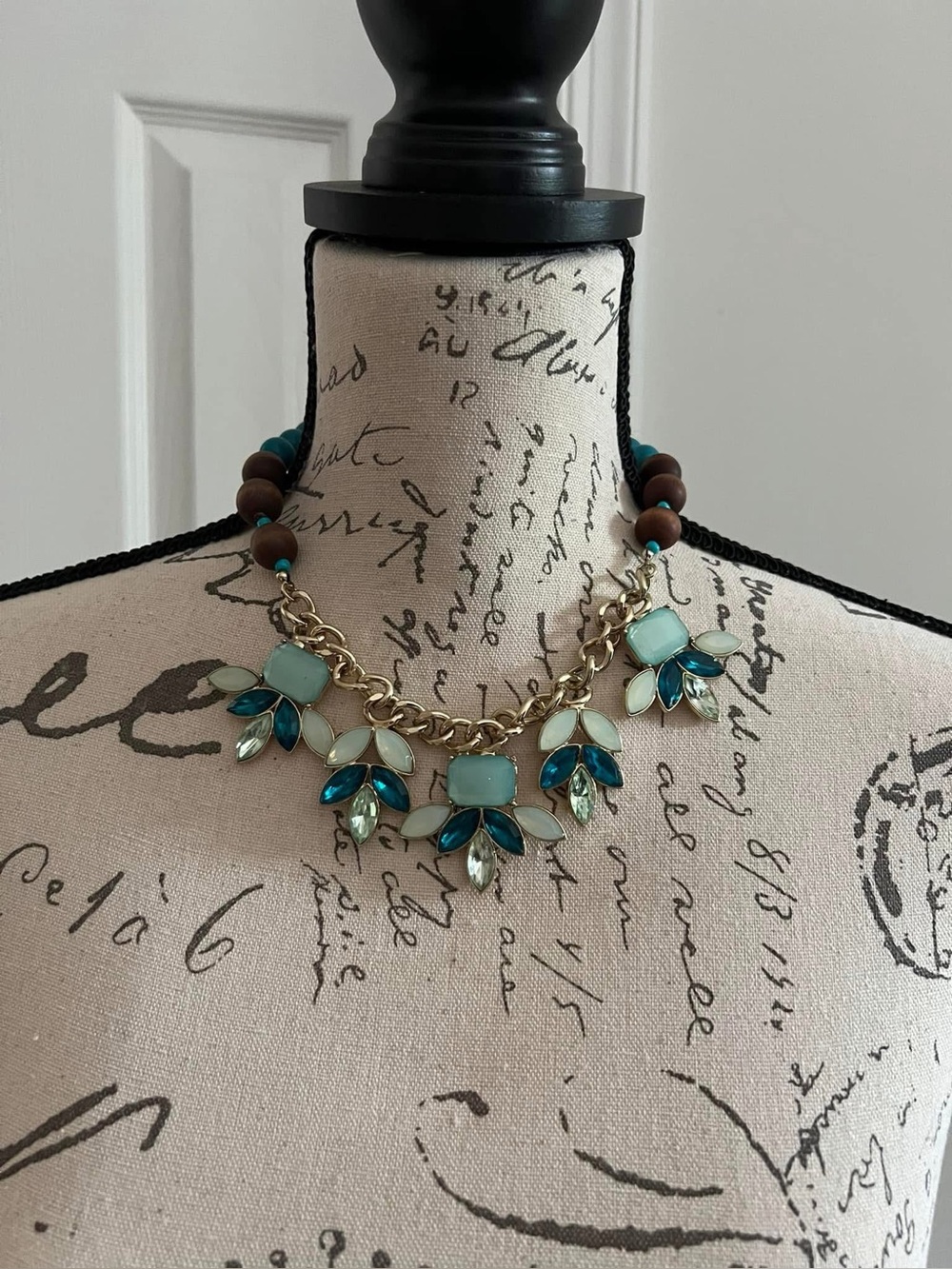 Blue and Aqua Floral Statement Necklace by